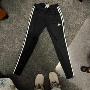 Adidas Black Joggers with White Stripes